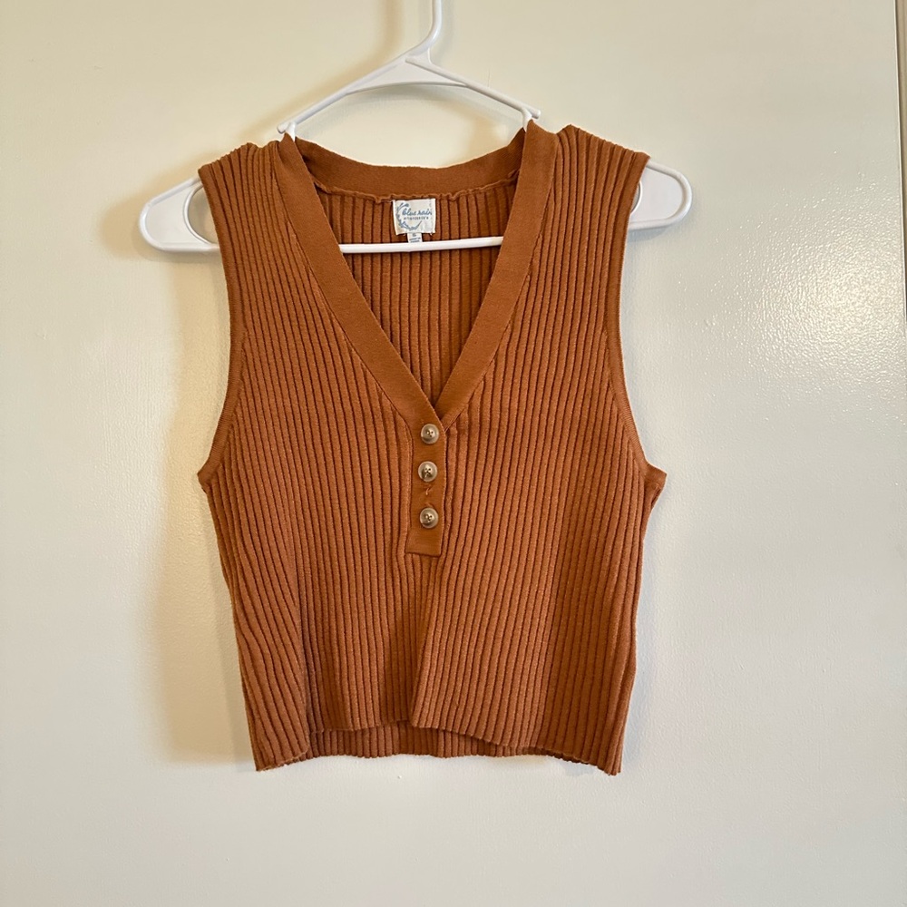 NWOT Brown Ribbed Sleeveless Top